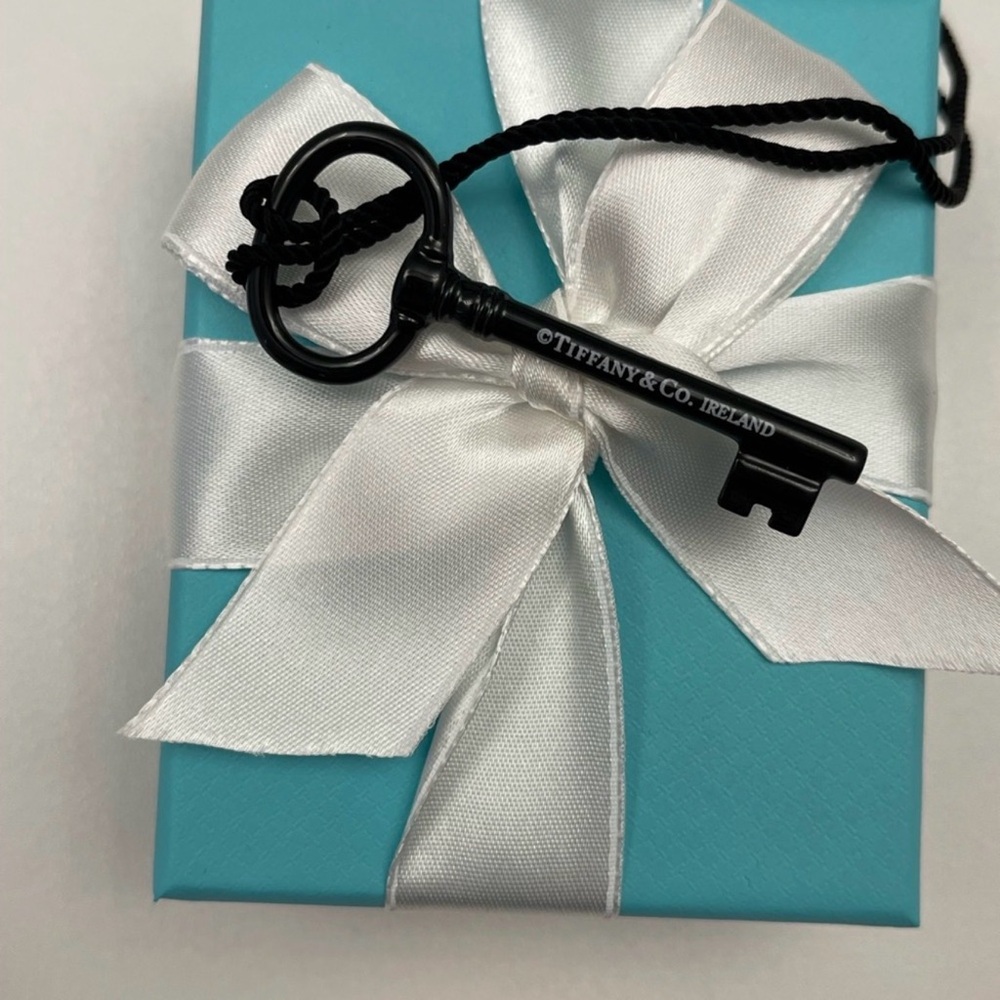 Authentic Tiffany & Co. Black Bone China Key Tiffany and Co. IRELAND on a cord